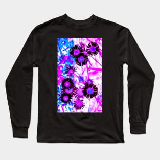 Inverted Pink Blue Summer Flowers Pattern Long Sleeve T-Shirt